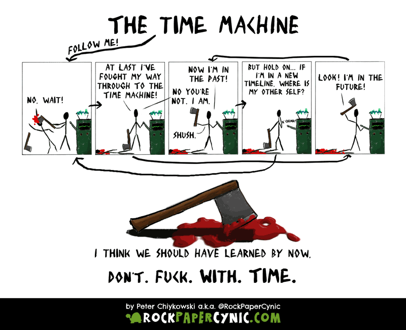 a stickman travels through time