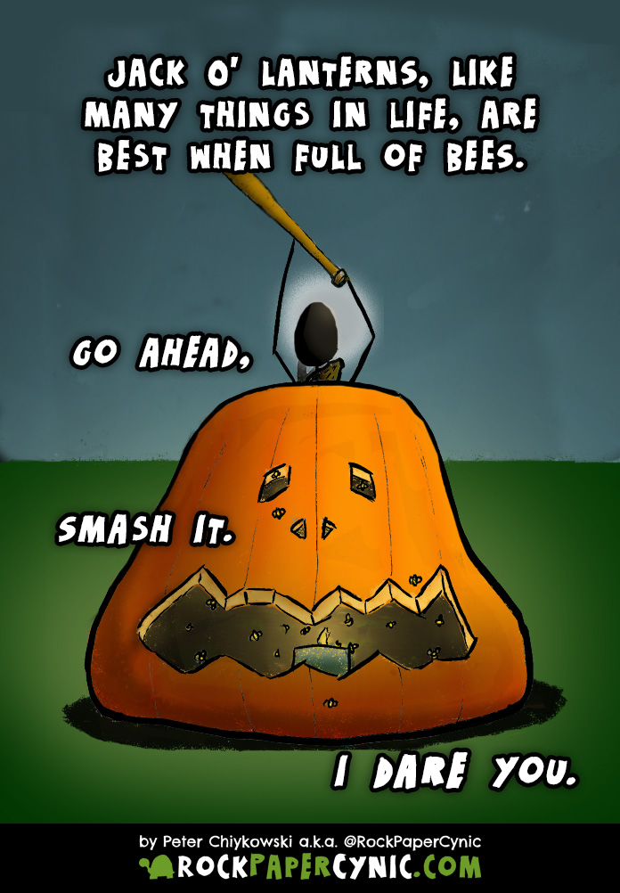 we provide a bee-based prank for getting back at people who smash jack'o'lanterns on Hallowe'en