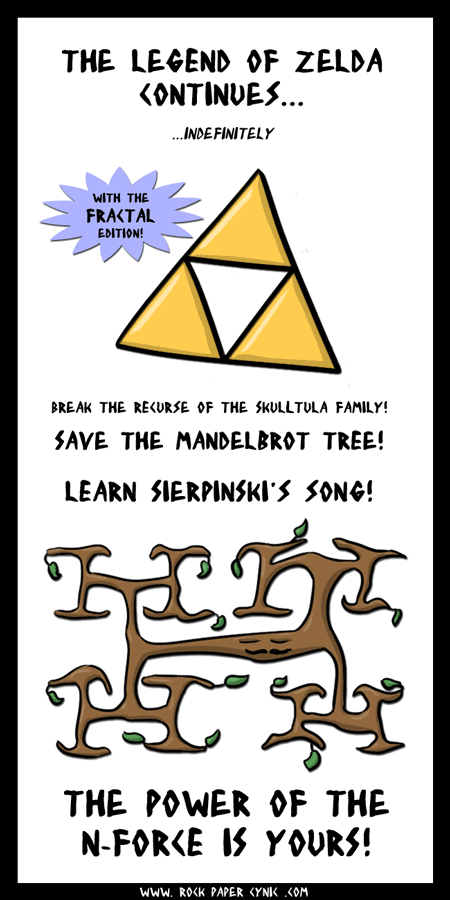 there's a Sierpinski tri-force and a Mandlebrot Tree and other math stuff