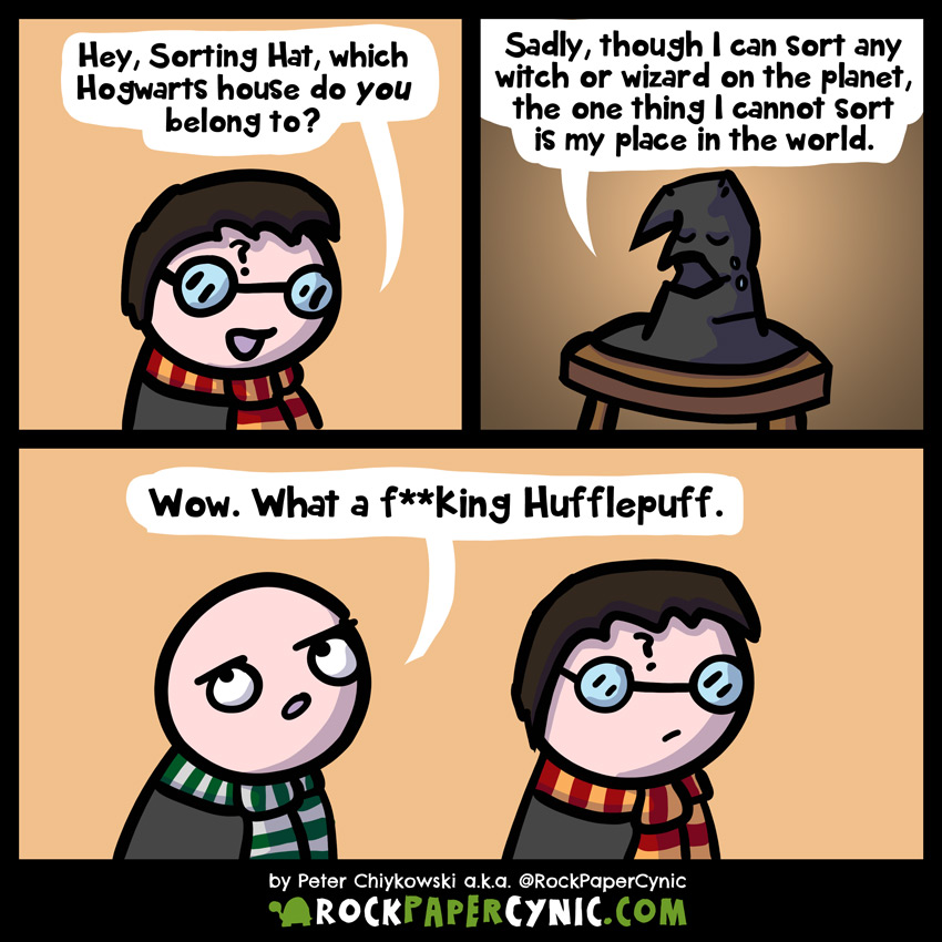 Harry Potter asks the Sorting Hat which Hogwarts house it belongs to